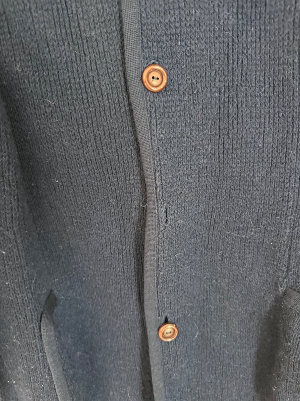 Vintage Carlo Gruber Navy Blue Button Coat Boiled Wool XL 70s Nautical Old Money - Picture 3 of 8